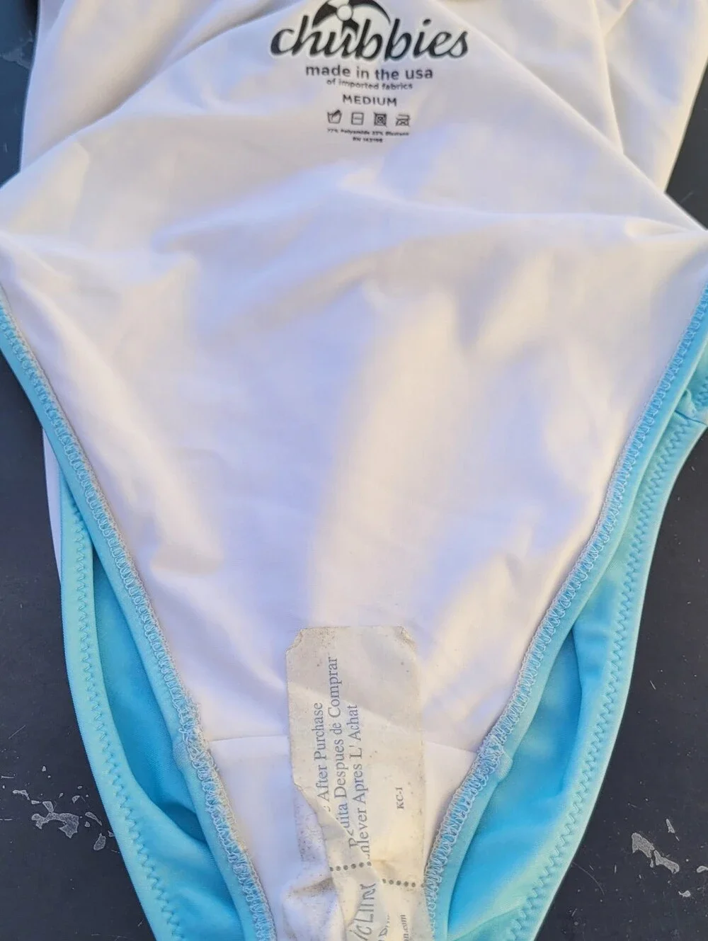 NWOT Womens Chubbies One Puece Swimsuit Blue White USA Size Medium READ